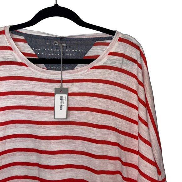 Mersea Catalina Reddish Orange & White Striped Slub Tee - One Size - NWT - Picture 1 of 5